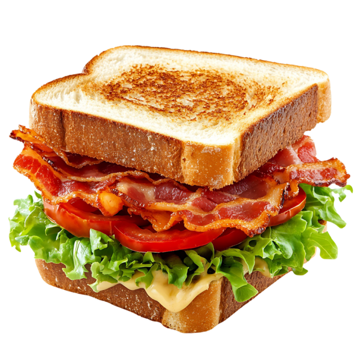 a sandwich with bacon, tomato and lete