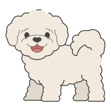a white dog with a tongue sticking out