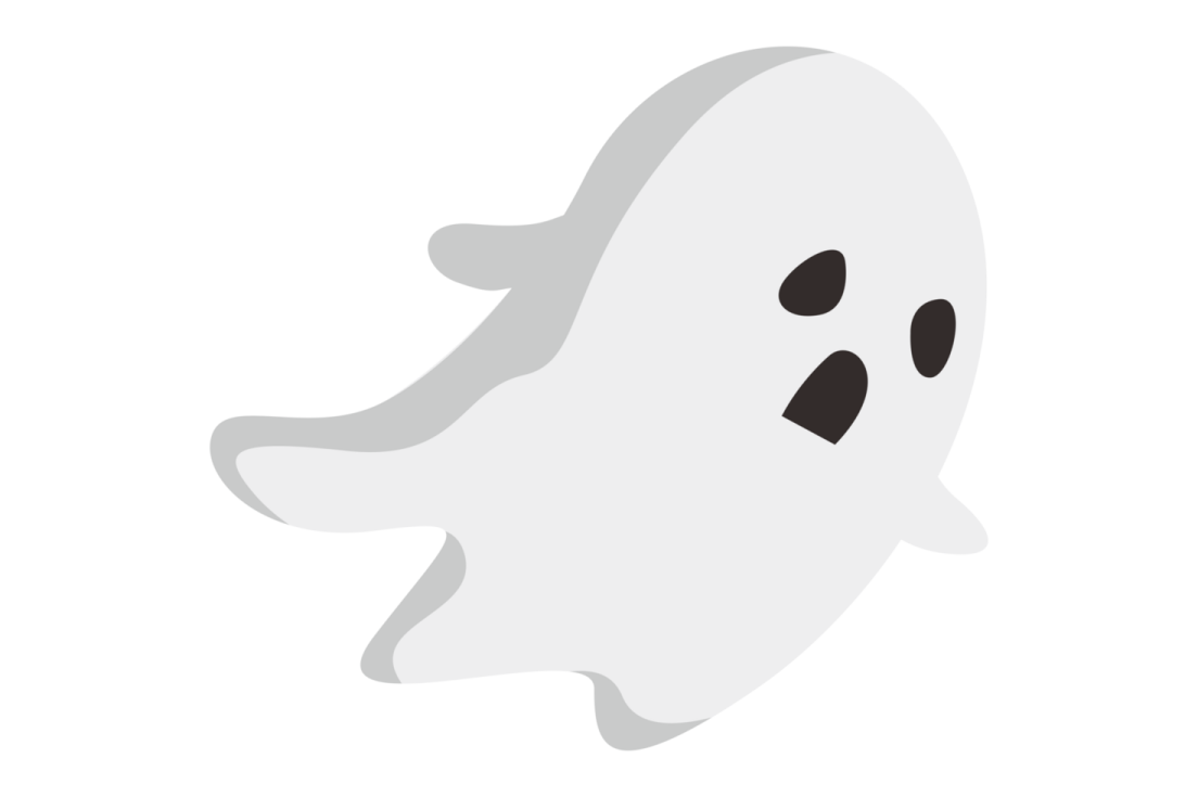 a white ghost with black eyes