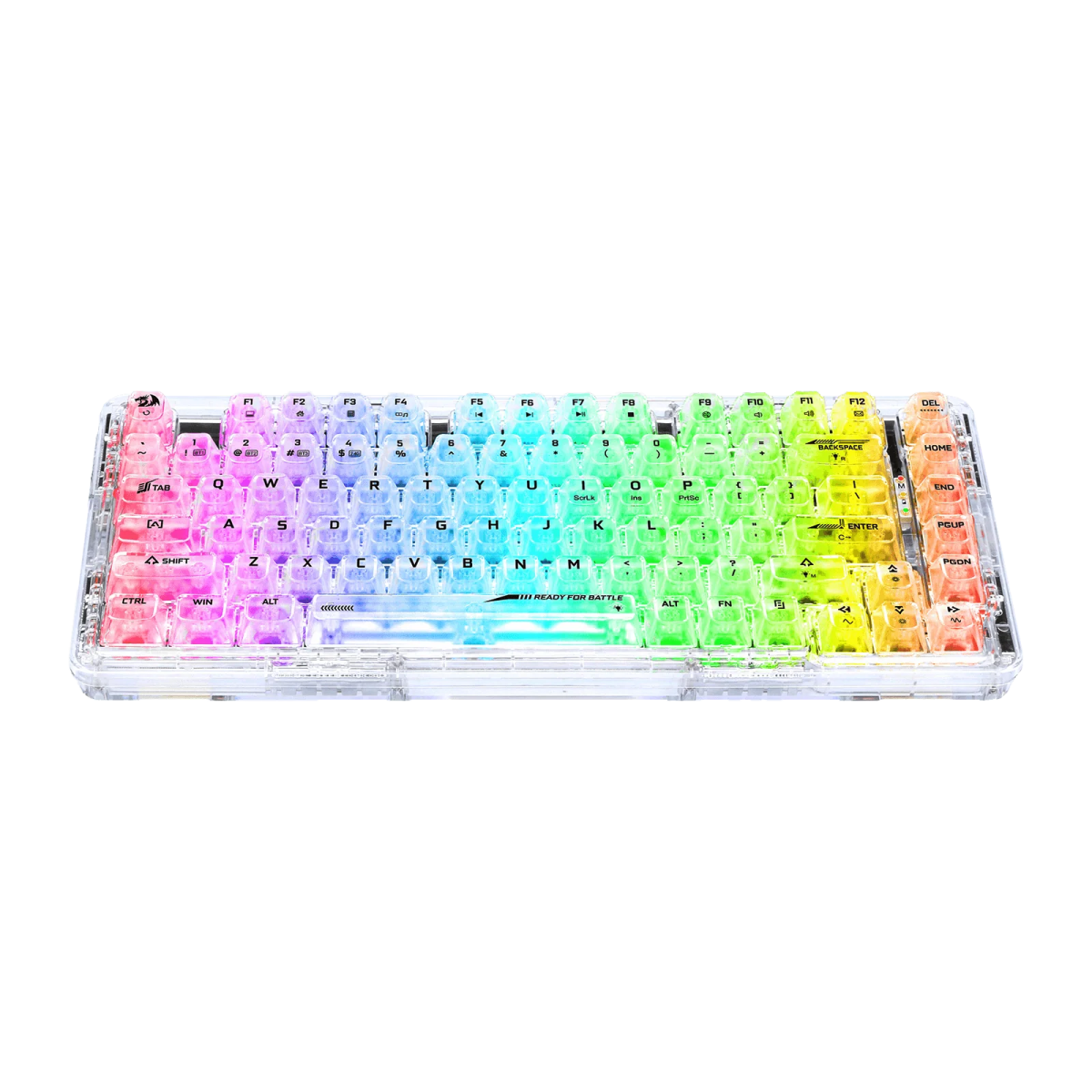 a computer keyboard with a rainbow colored keyboard cover