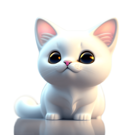 a white cat sitting on top of a table