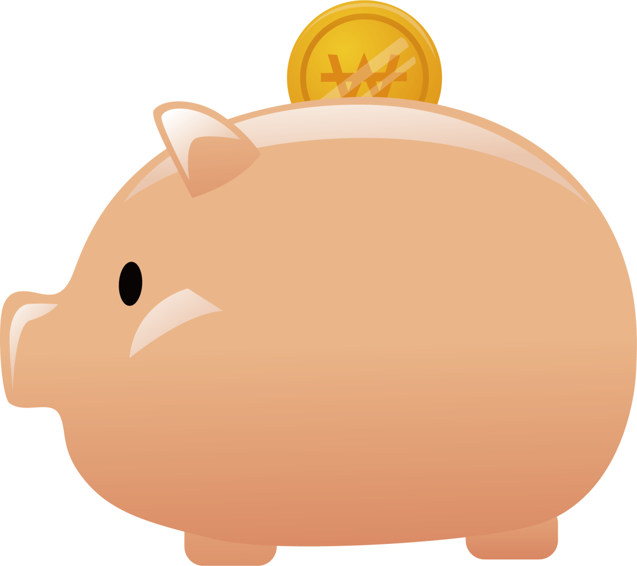 a piggy with a coin on top of it