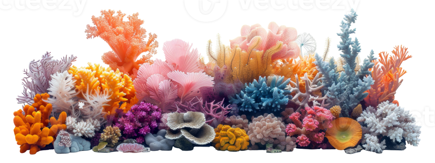 a group of corals on white background