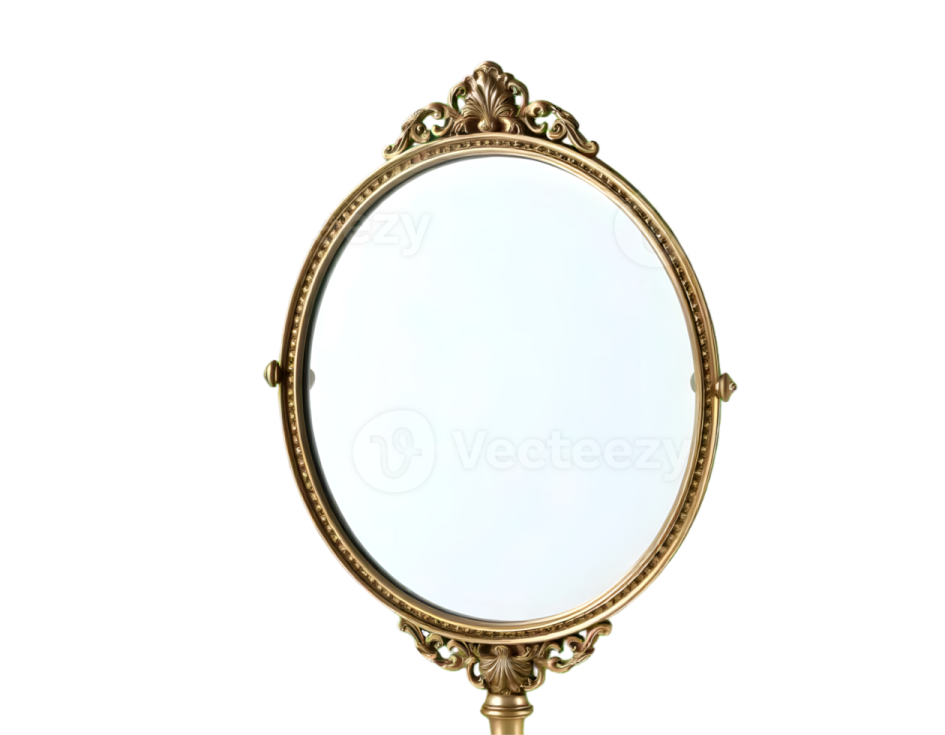 an antique style mirror on a white background