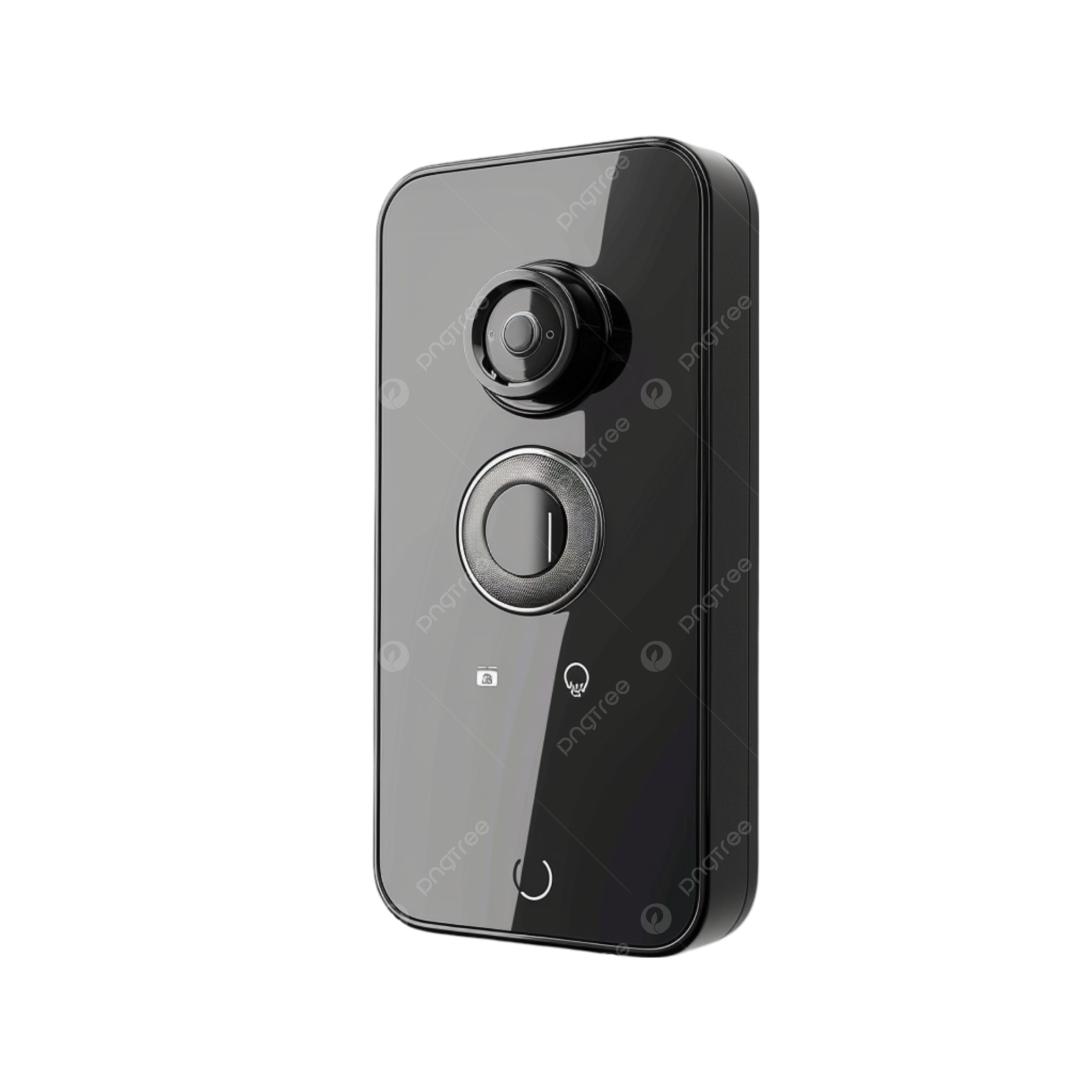 a black camera on a white background