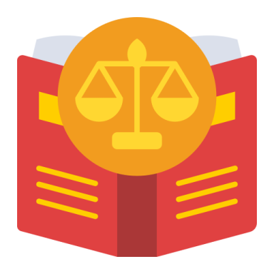 a red book with a gold coin on top