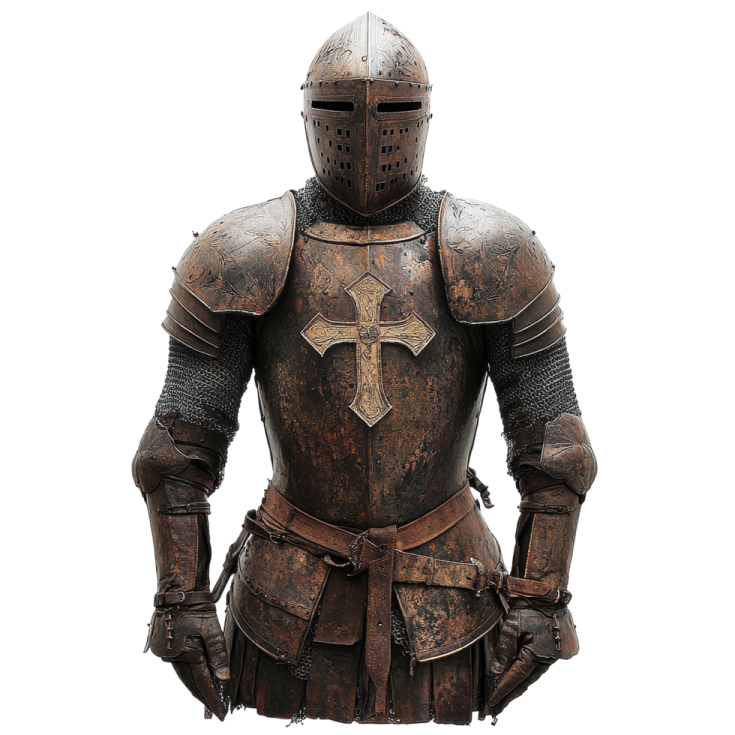 a close up of a knight's armor