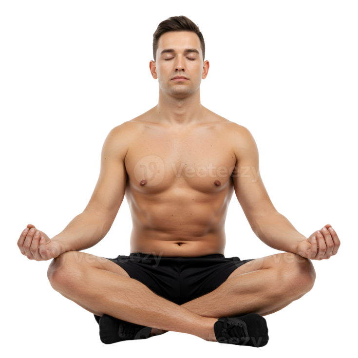 a man is sitting in the lotus position