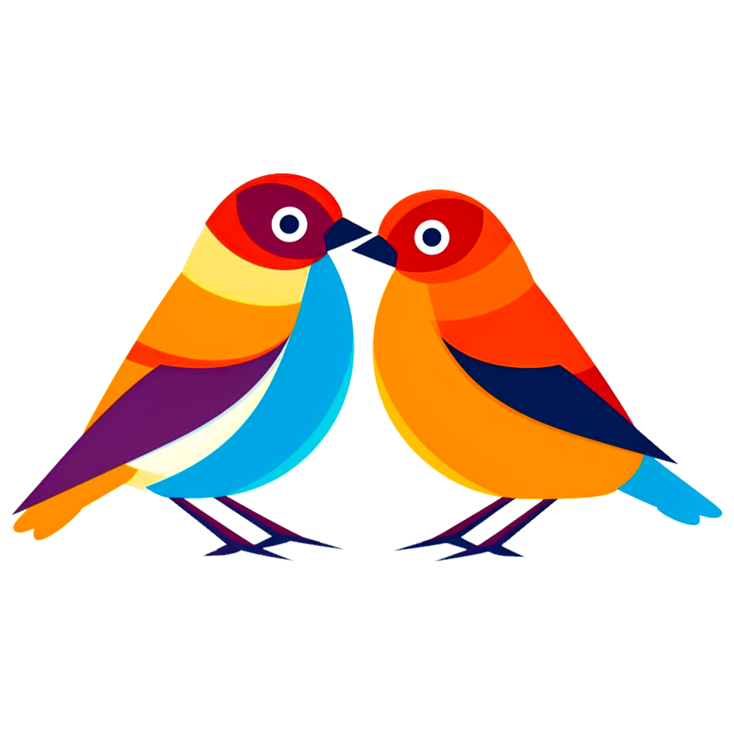 two colorful birds on a white background