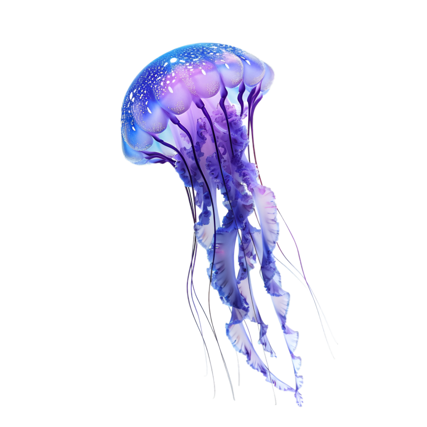 a blue and purple jellyfish in the water