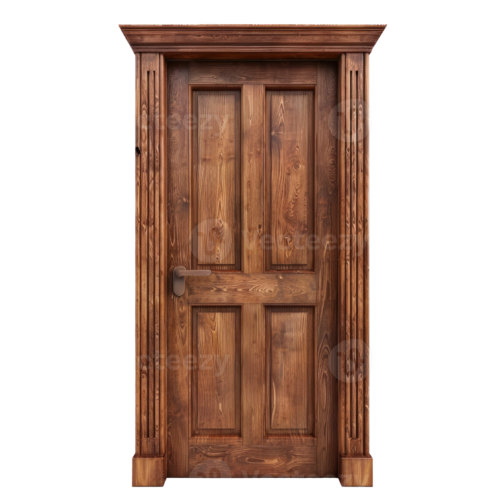 a wooden door on a white background
