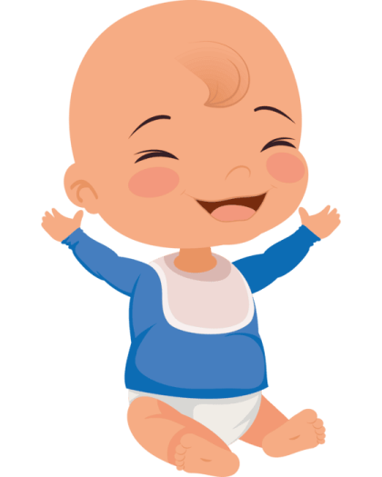 a baby sitting on the floor with his hands up