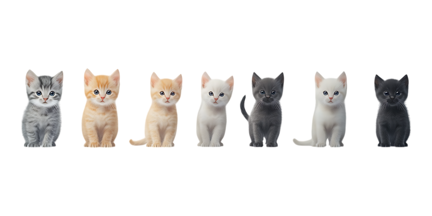 a group of kittens sitting in a row
