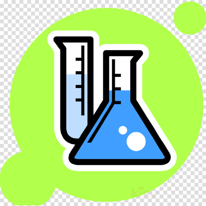 a test tube with a blue liquid in it on a green background