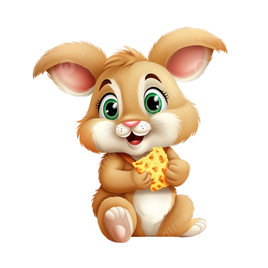 a cute bunny eating a slice of pizza