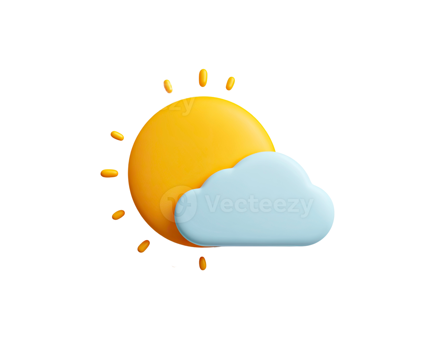 a weather icon with the sun and clouds