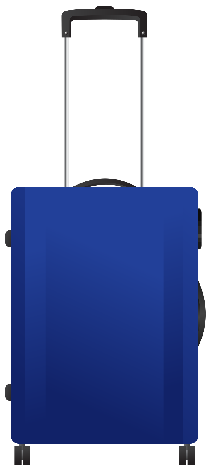 a blue suitcase with wheels
