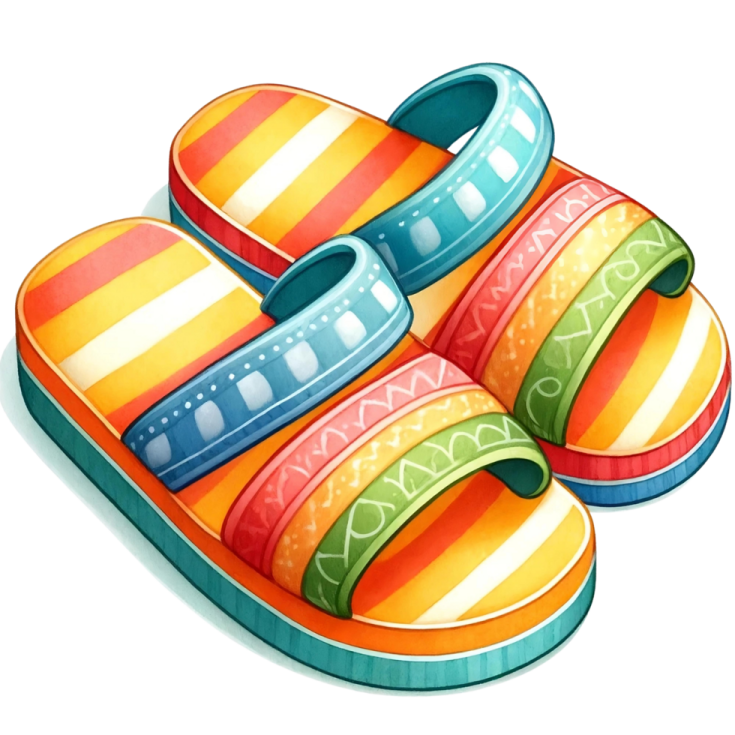 a pair of colorful flip flops