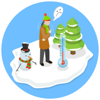 a person standing in front of a snowman