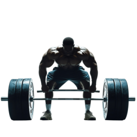 a man squats on a barbell