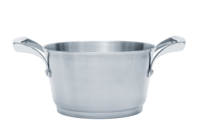 a stainless sauce pot with handles
