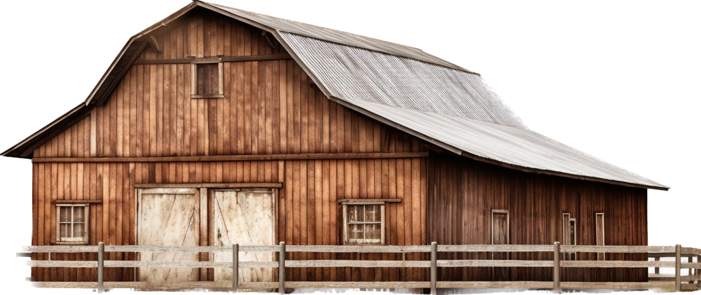 an old barn on a white background