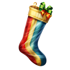 a colorful christmas stocking with a bow