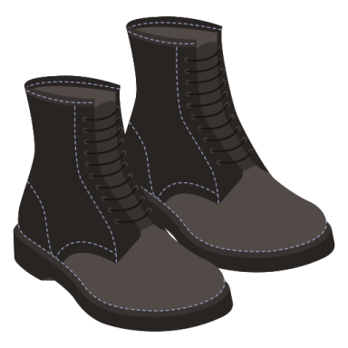 a pair of black boots with blue stitching