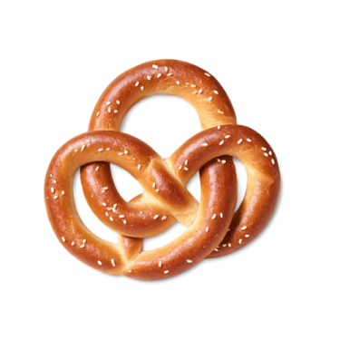 two pretzes with sesame on a white background