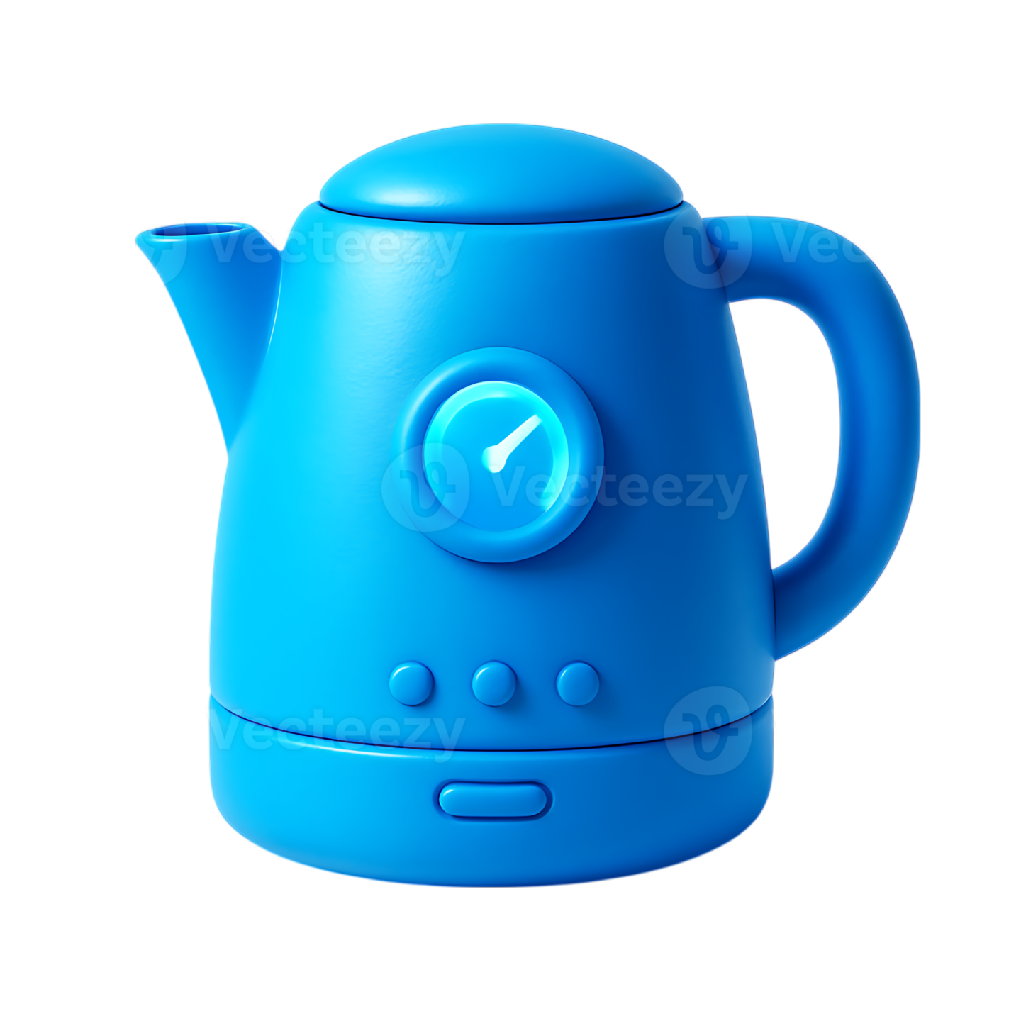 a blue kettle on a white background