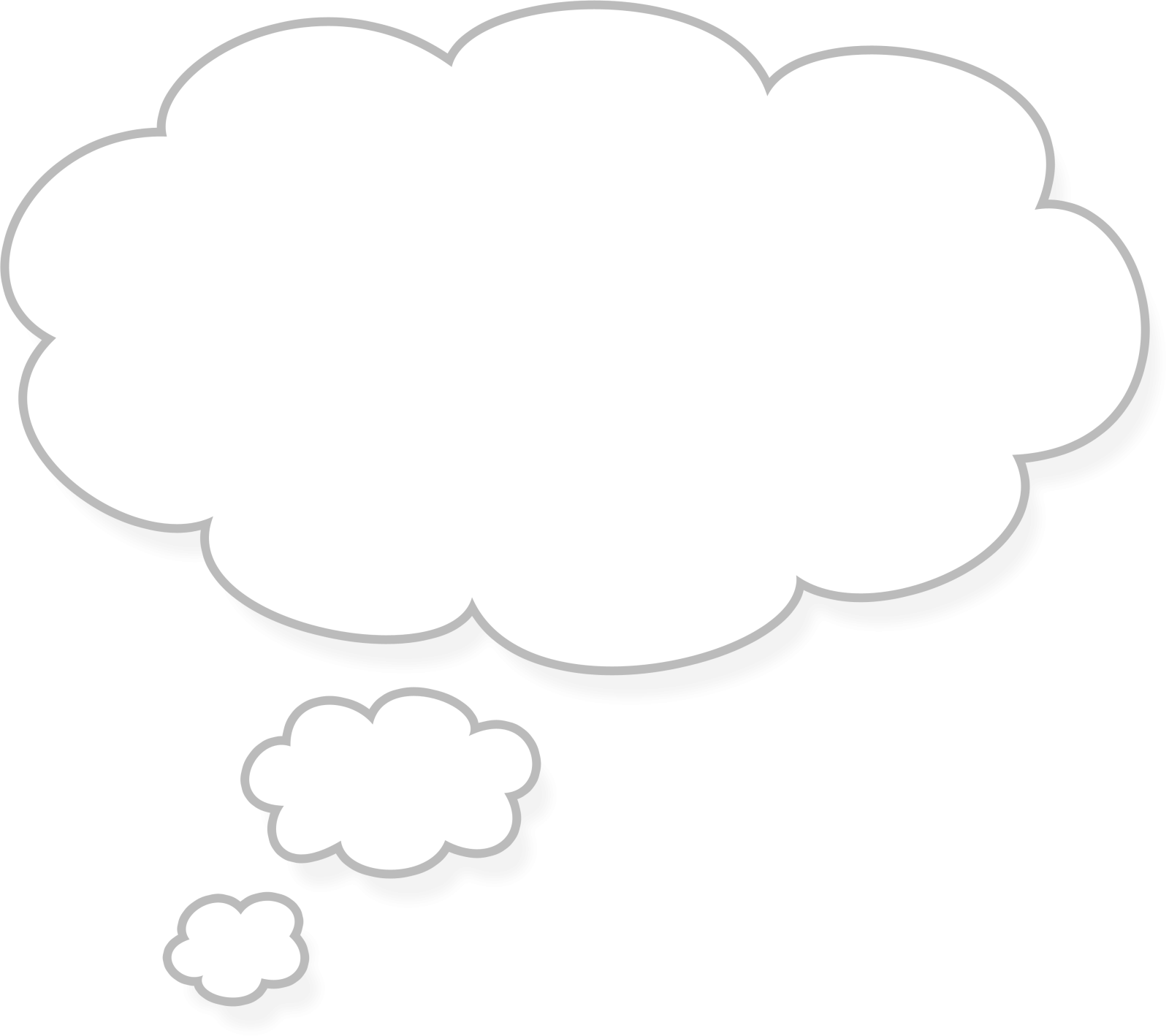 a white thought bubble with a small cloud above it
