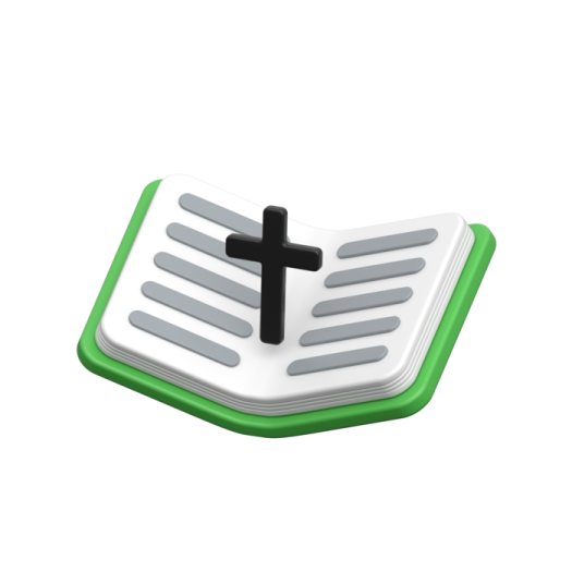 a green and white book with a cross on it