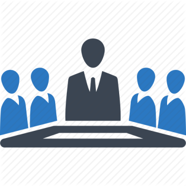 a group of people sitting at a table icon
