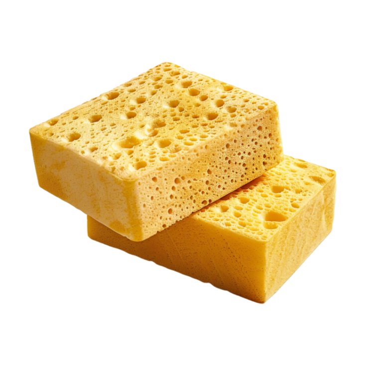 two pieces of cheese on a white background