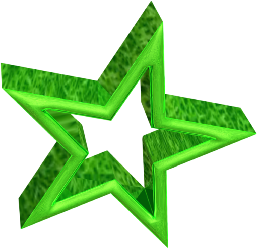 a green star on a white background