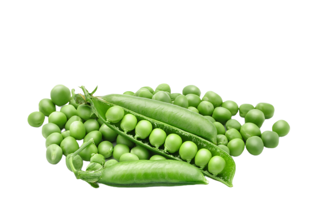 green peas on a white background