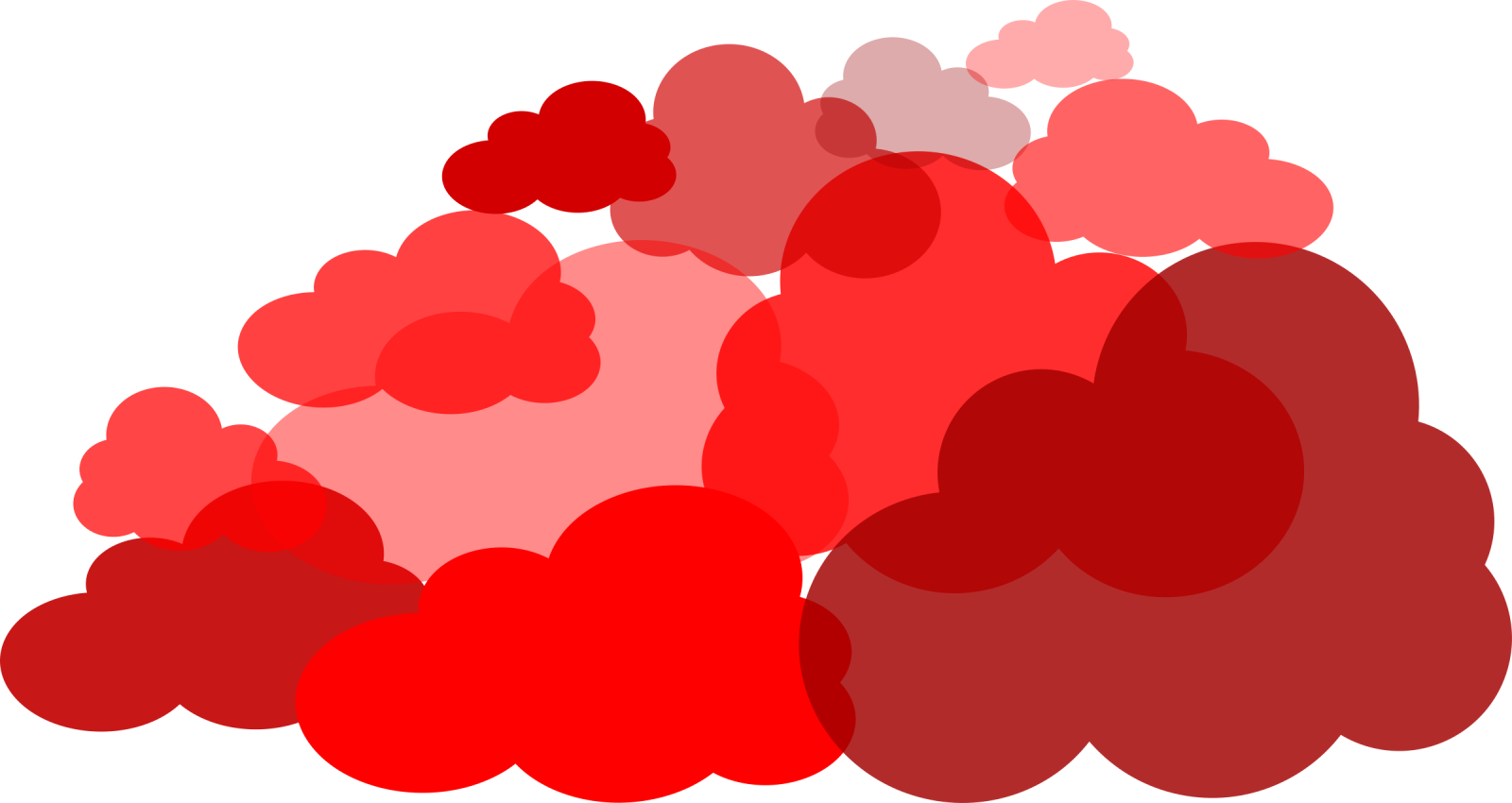 a bunch of red and pink hearts