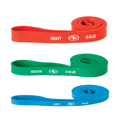 a red, green and blue resistance band