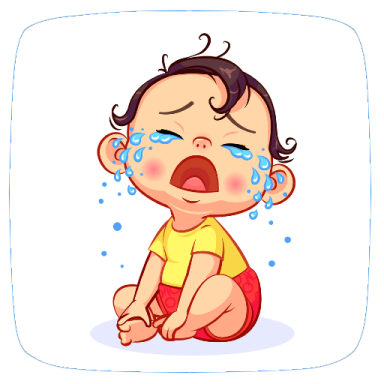 a crying baby sitting on the floor