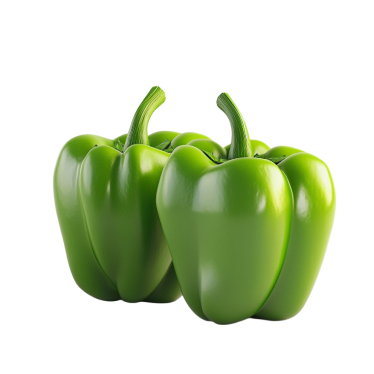 three green peppers on a white background