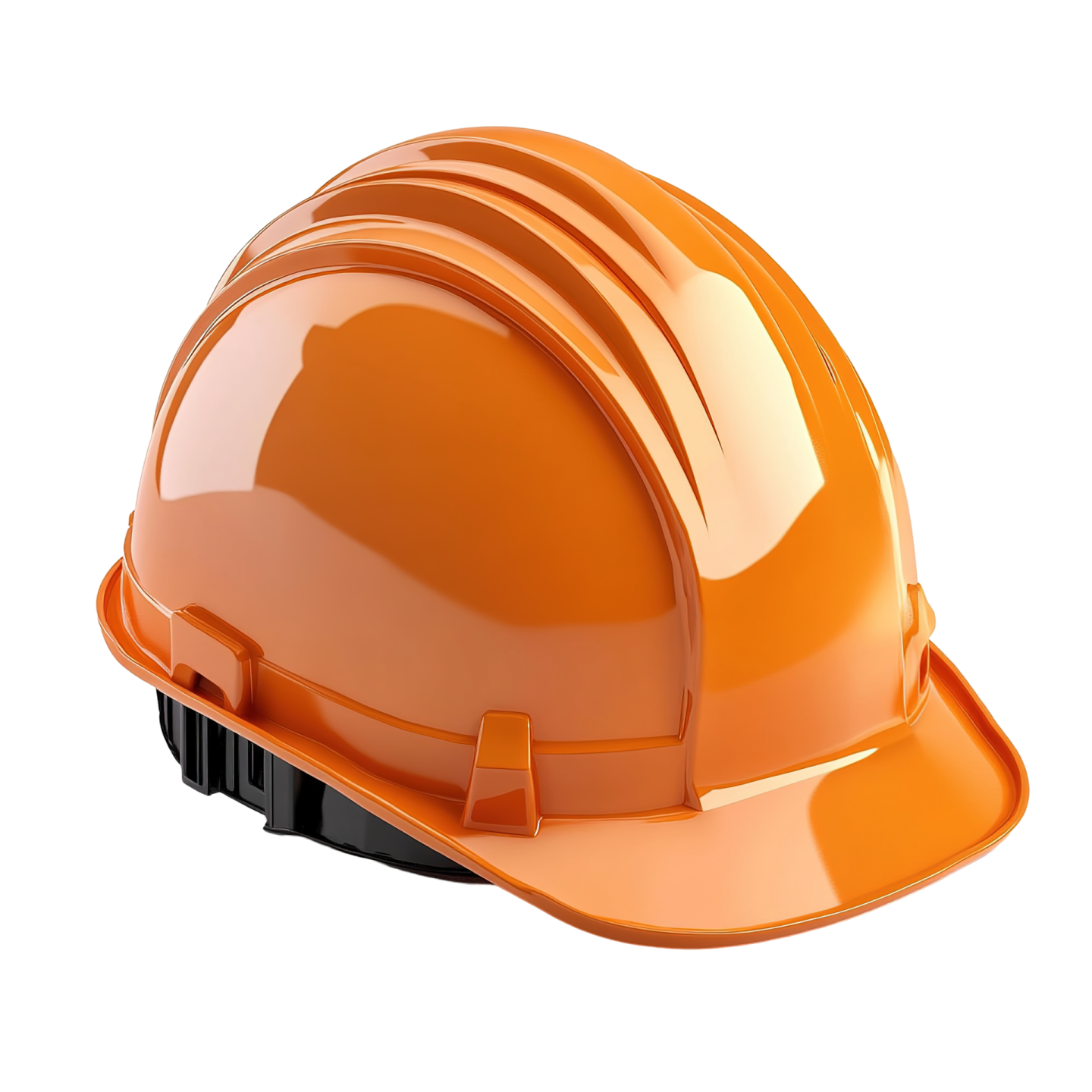 an orange hard hat on a white background