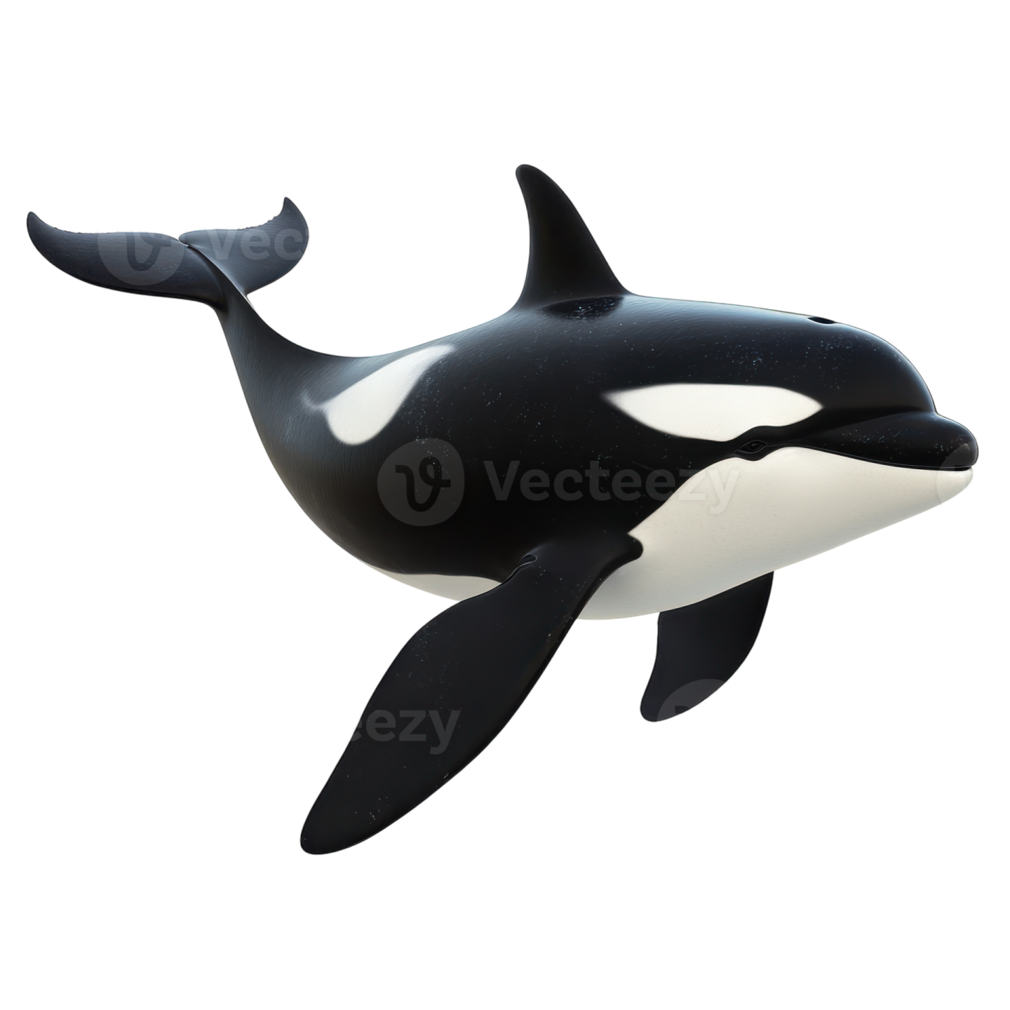 a black and white orca whale on a white background