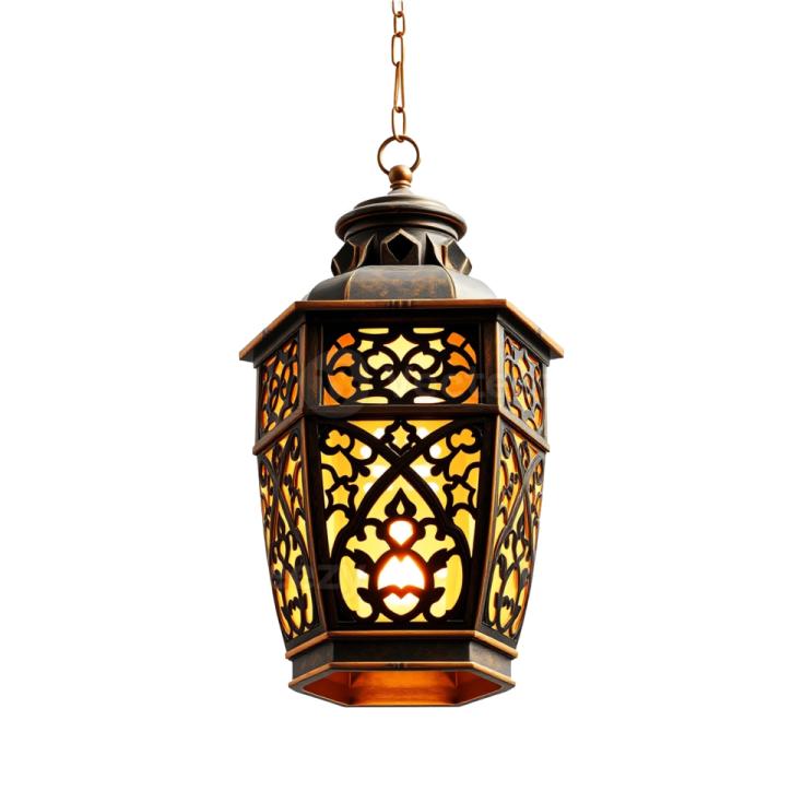a hanging lantern with an intricate design on it