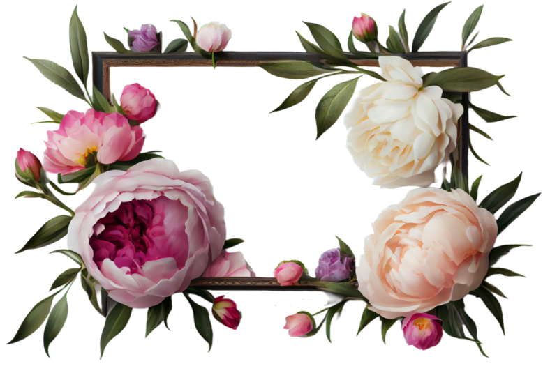 a floral frame with pink and white flowers
