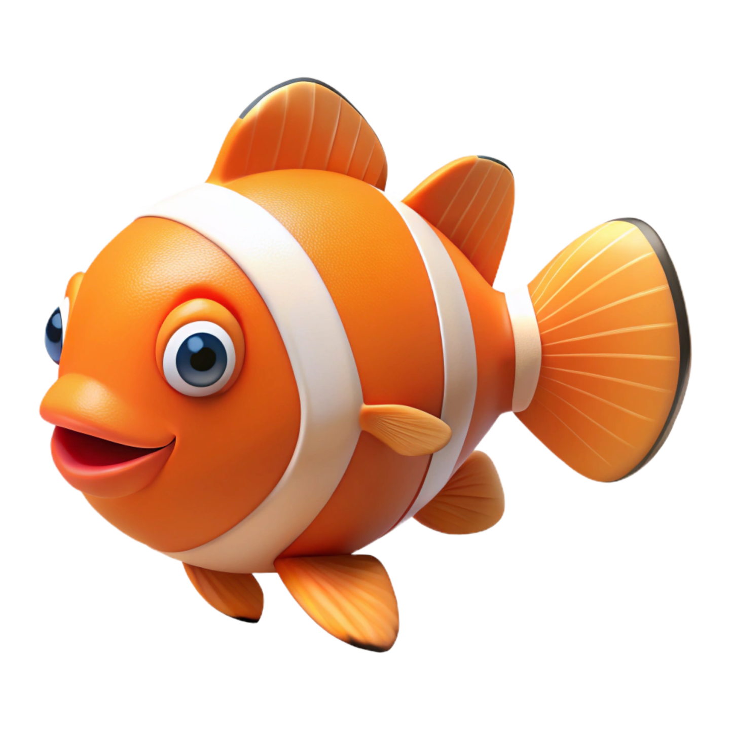 an orange clown fish with a white background