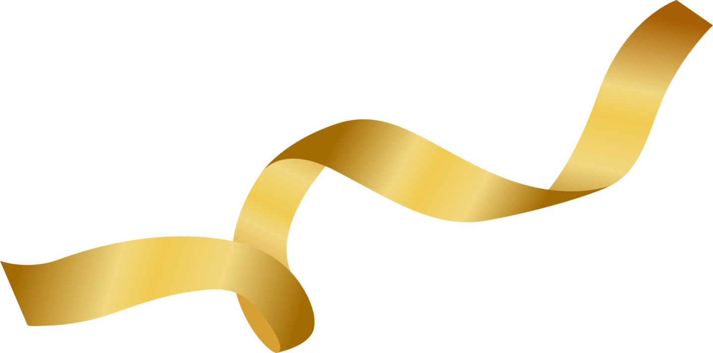 a gold ribbon on a white background