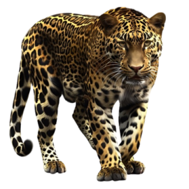 a leopard standing in front of a white background