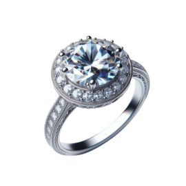 a white gold engagement ring with diamonds