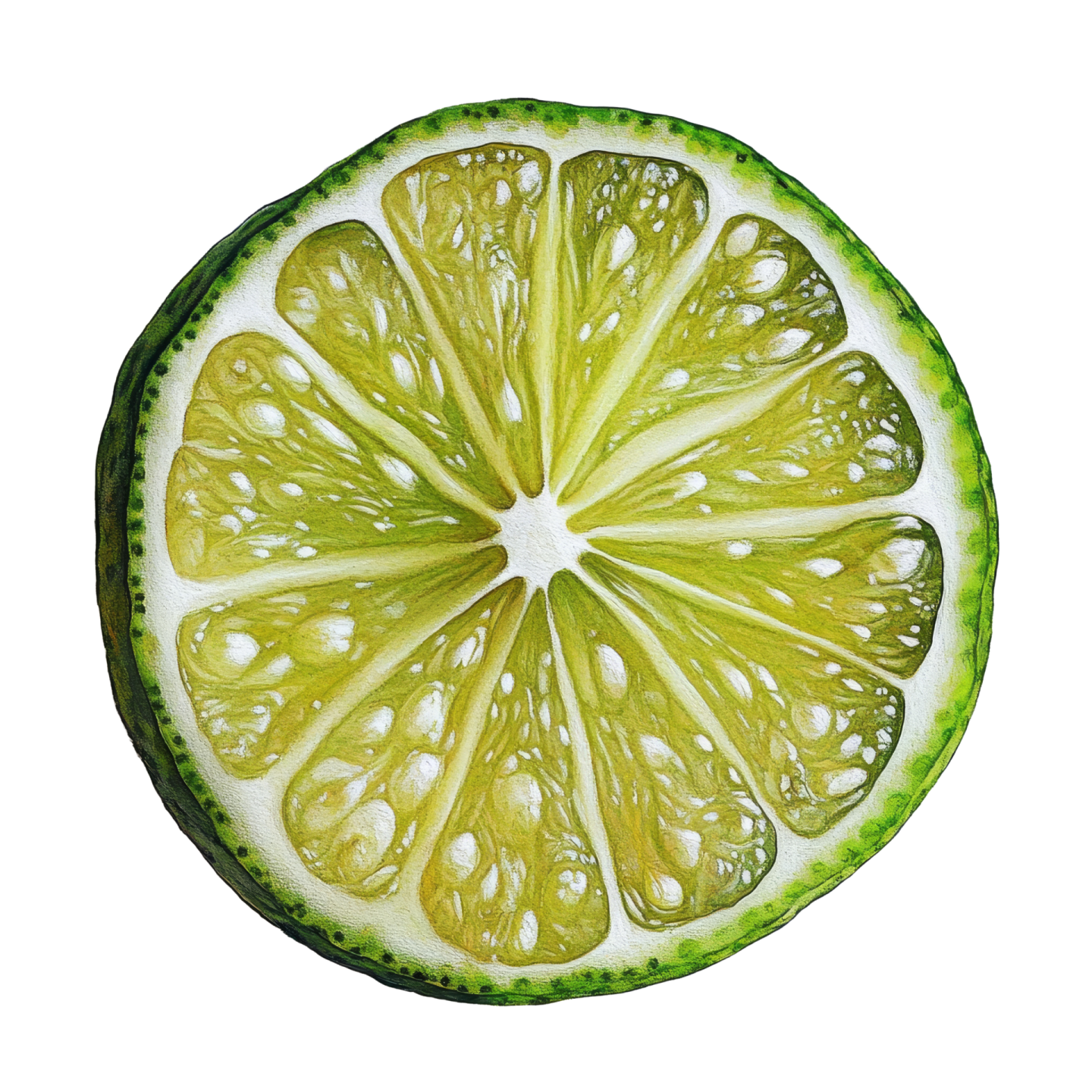 a slice of lime on a white background