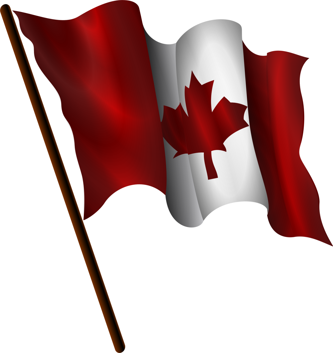 a canadian flag flying in the wind